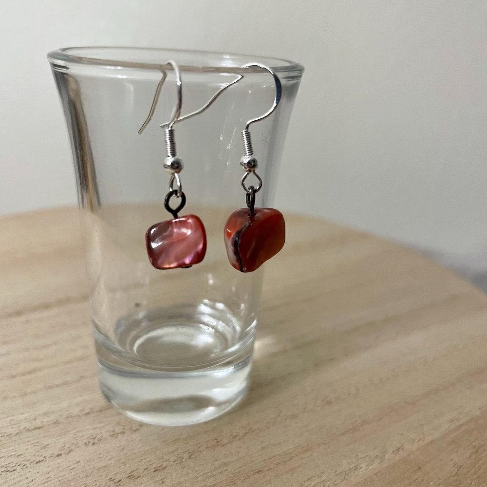 Pink Rock Beaded Earrings